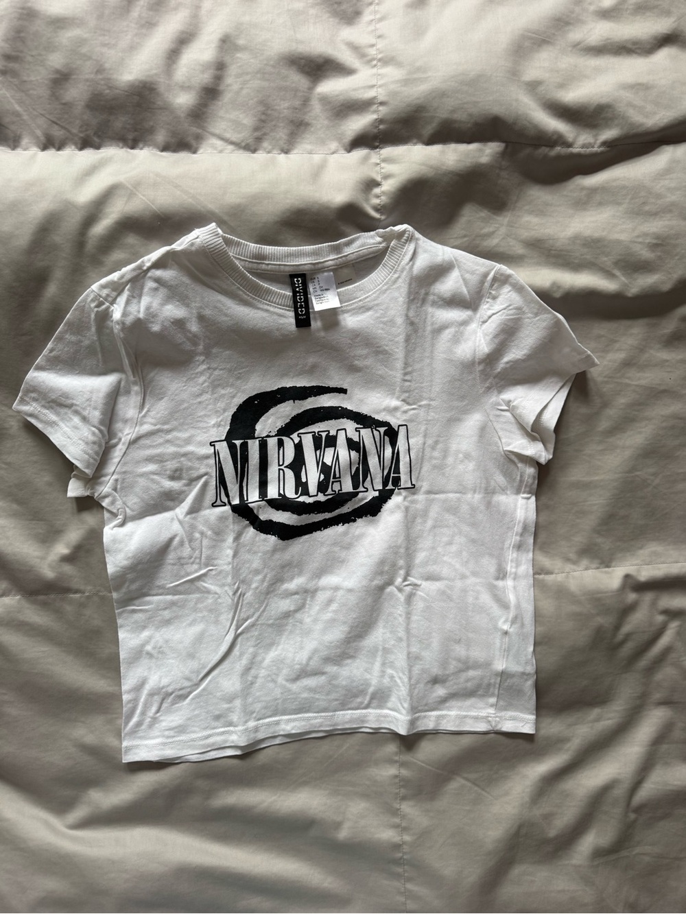 H&M White Tee with Black Graphic